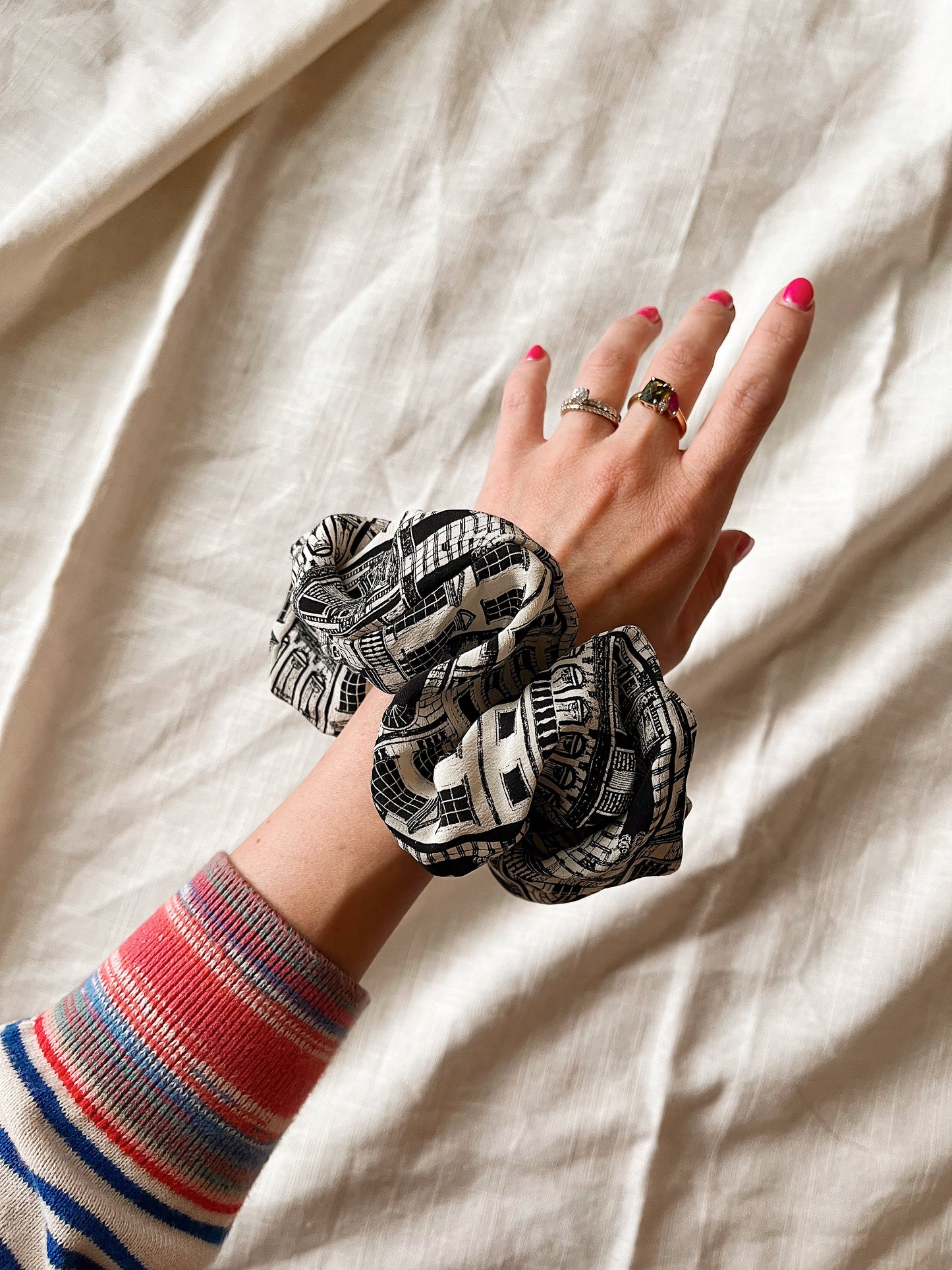*a tale of two cities* 100% silk oversized scrunchie